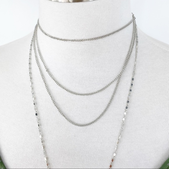 Picture Perfect Rose 4-Chain Silver Tone Necklace - Picture 4 of 6